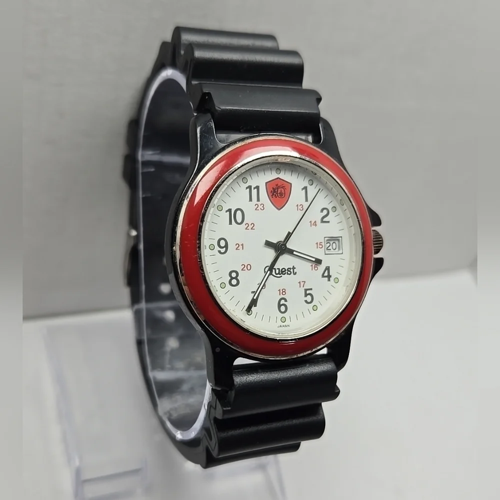Mens Quest Army Military Style Date Watch 3ATM Quartz LDW-50 New Battery